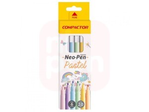 Canetinha 6 Cores Pastel Neo-Pen - Compactor